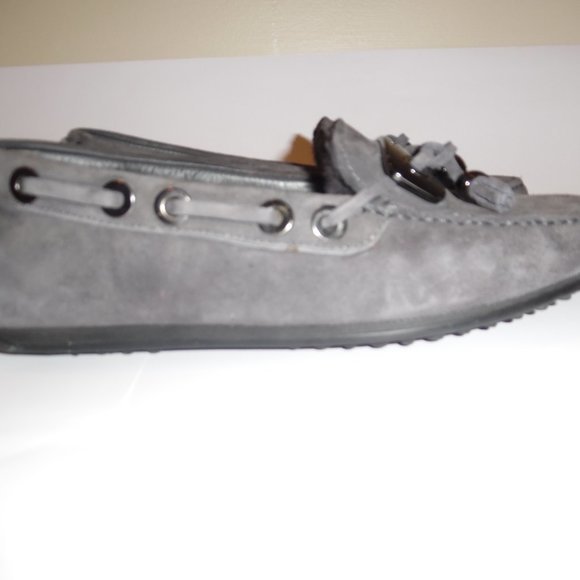 Baldinini Shearling Sheepskin Suede‎ Fur Moccasins Shoes Slip On Loafers - Picture 4 of 13